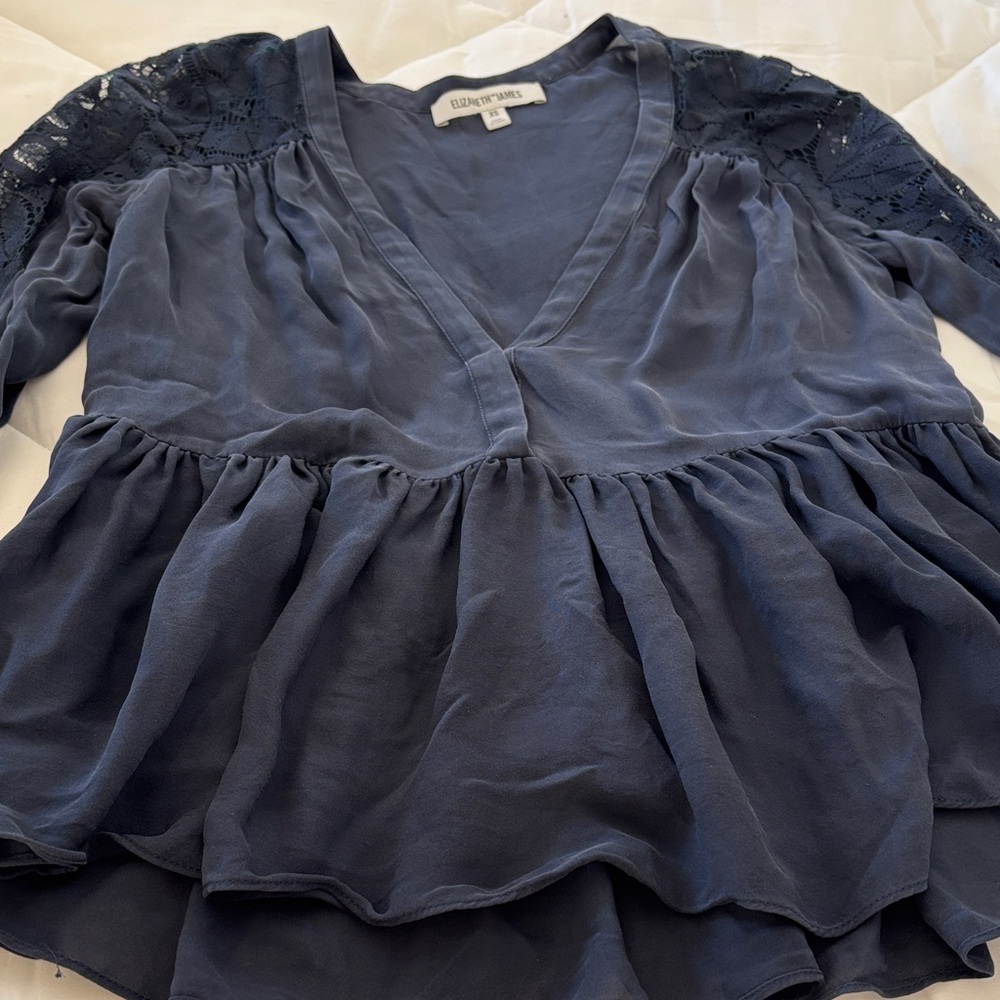 Elizabeth and James Deep Blue Peplum Blouse